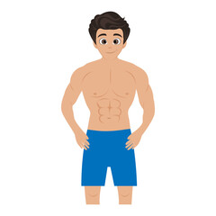 Fototapeta premium Muscle boy on white background. Sport concept. Vector illustration.