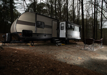 Travel trailer at a campsite in North Carolina