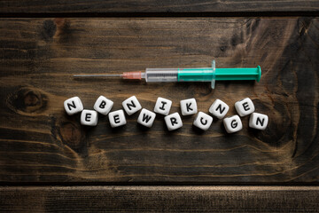 Corona virus Covid-19 vaccine text background in German