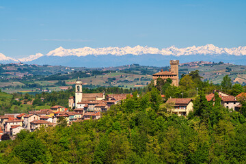 view of Trisobbio, Piedmont, Italy