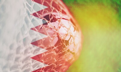 Soccer ball in goal with the Quatar flag as background, concept of sport, success business concept.