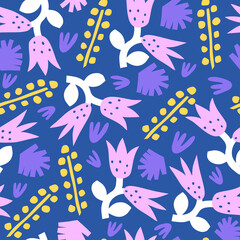 Floral seamless background for trendy prints.  Seamless vector texture. Hand drawn background. 
