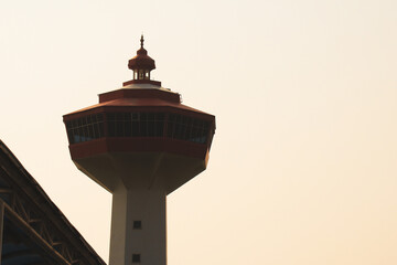 Blue lighthouse, sunset view. lighthouse sunset at afternoon view. Thailand