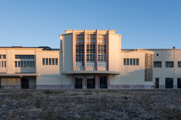 Art deco building facade in close-up detail