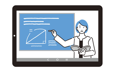 オンライン授業をする女性講師