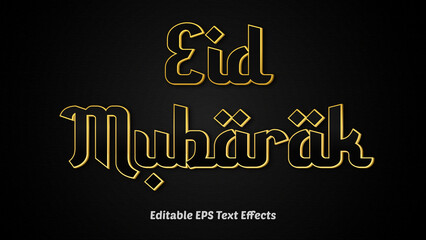 Eid Mubarak. Eid ul Fitr 3d text effect design for social media post flyer poster banner greeting card. Beautiful Eid Mubarak vector design for gift card wishes.