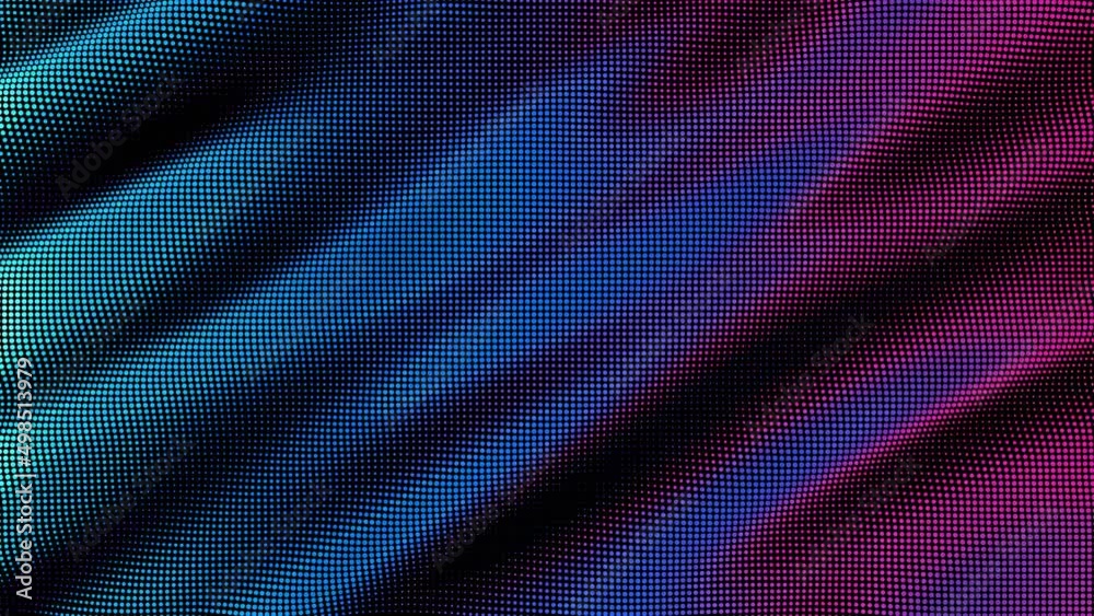 Poster looped waves of colorful points. digital data splash of point array. futuristic smooth glitch ui ele