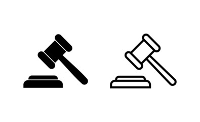 Gavel icon vector. judge gavel sign and symbol. law icon. auction hammer