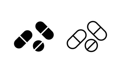 Pills icon vector. capsule icon. Drug sign and symbol