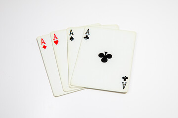 Gambling with cards on a white table