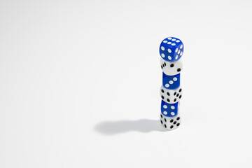 Stacked Dice in Blue and White