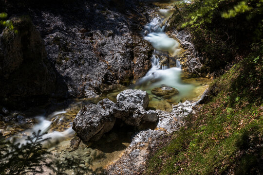 Fresh and Clean Water stream in European Alps Slovenia.