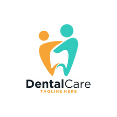 Obraz na płótnie Canvas dental care with two people logo design