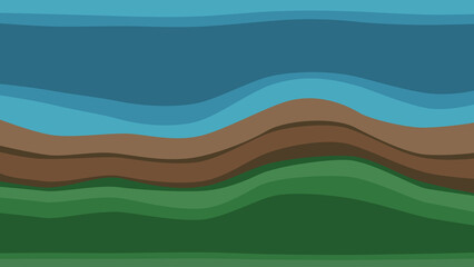 Top view of green forest and river concept of paper art style vector