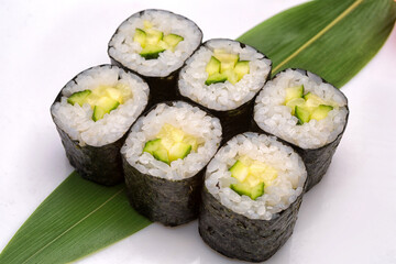 Vegetable sushi roll with cucumber