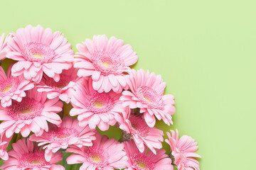 Bouquet of pink gerberas flowers. Mothers Day, Valentines Day, birthday concept