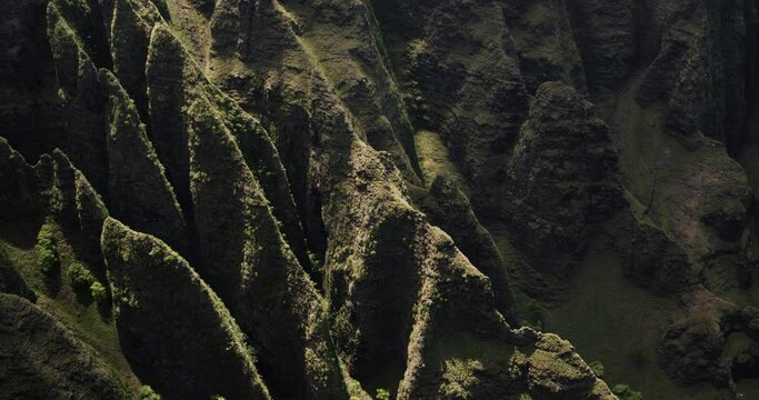 drone shot of Hawaii na Pali coast