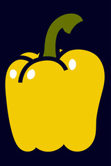 Yellow sweet pepper with a small green tail