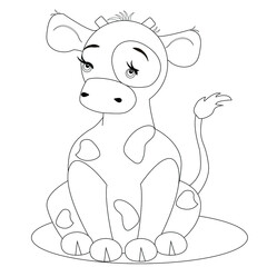 Home farm. Drawing of a calf for coloring. Children's creativity and acquaintance with pets.