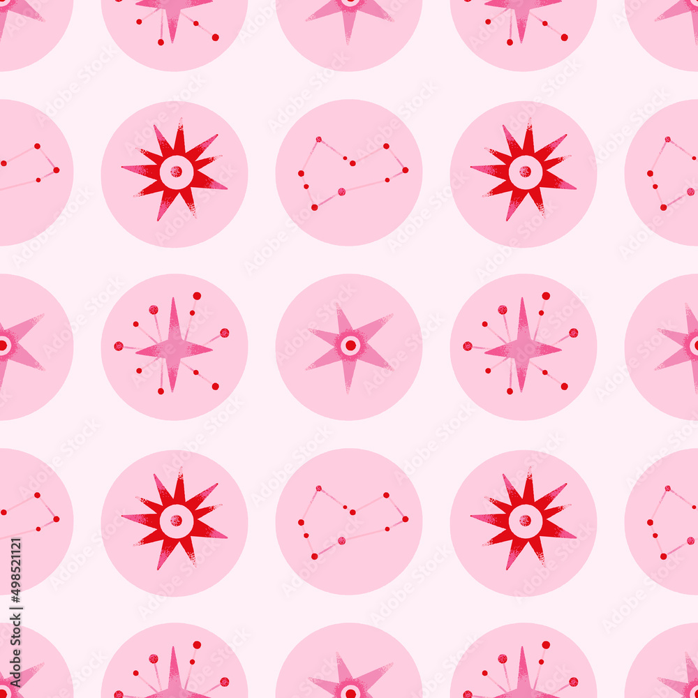 Canvas Prints space abstract seamless pattern with red constellations, stars, comets. vector illustration on theme