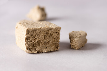 Tasty Halva Dessert of Turkey Gray Background Horizontal