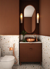 restroom interior design in contemporary style , 3d rendering,3d illustration