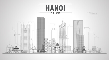 Item ID: 1203408880

Hanoi ( Vietnam ) line skyline with panorama in white background. Vector Illustration. Business travel and tourism concept with modern buildings. Image for presentation or banner.