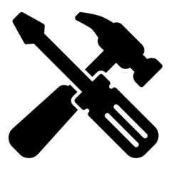 Hammer And Screwdriver Flat Icon Isolated On White Background