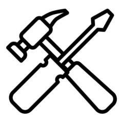 Hammer And Screwdriver Flat Icon Isolated On White Background