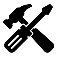 Hammer And Screwdriver Flat Icon Isolated On White Background