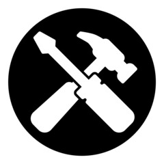 Hammer And Screwdriver Flat Icon Isolated On White Background