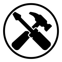Hammer And Screwdriver Flat Icon Isolated On White Background