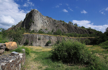Basalt columns natural volcanic rock formation in Hungary