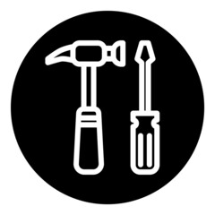 Hammer And Screwdriver Flat Icon Isolated On White Background