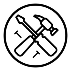 Hammer And Nails Flat Icon Isolated On White Background