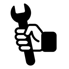 Wrench In Hand Flat Icon Isolated On White Background