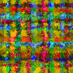 Fototapeta na wymiar Abstract geometric vivid pattern with crossing blurry stripes Decorative cells, lattice, ornament