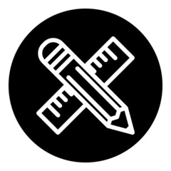 Ruler And Pen Flat Icon Isolated On White Background