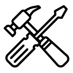 Hammer And Screwdriver Flat Icon Isolated On White Background