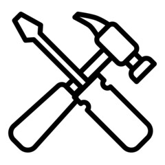 Hammer And Screwdriver Flat Icon Isolated On White Background