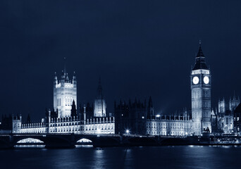 The landmark of London the Parliament at night