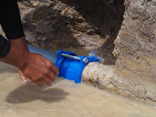 Repair work on broken pipes is being carried out by contractors