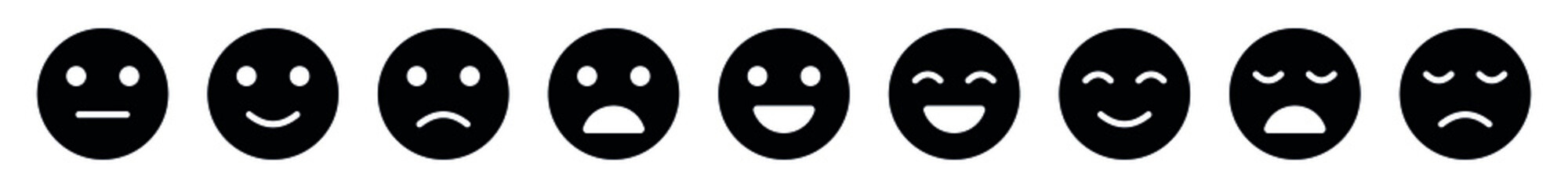 Set of emoticons, Basic emoticons face collection. Flat icon design.