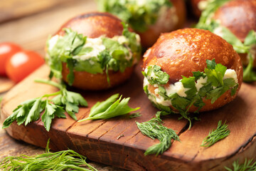 Small, delicious, cheese and parsley pastry