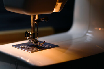 Close-up foot of electric household sewing machine