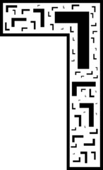 Black arabic numeral 7 on white background