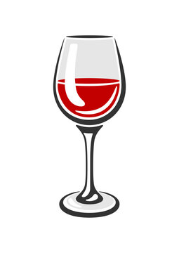 Illustration of glass with red wine. Image for restaurants and bars.