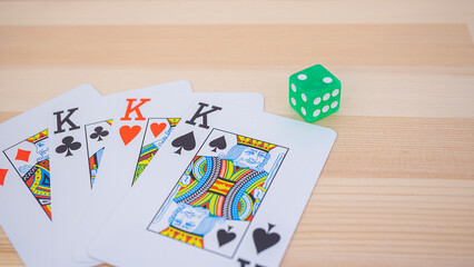 Playing cards and colorful dice_19