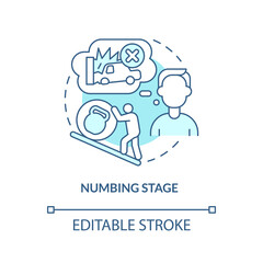 Numbing stage turquoise concept icon. Patient emotional state. PTSD treatment abstract idea thin line illustration. Isolated outline drawing. Editable stroke. Arial, Myriad Pro-Bold fonts used
