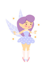 Cute Cartoon Childish Fairy Characters. Vector illustration